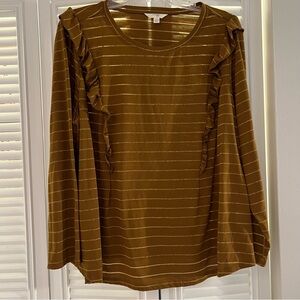 Terra & Sky Women's 3X Plus Size Long Sleeves Ruffle Knit Top
